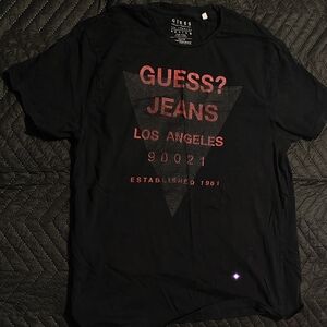 GUESS Black Tee with Red Graphic